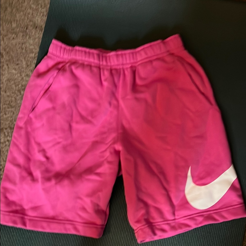 Pink Athletic Shorts with White Logo